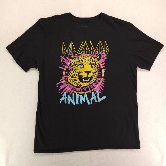 Def Leppard Animal Crew Neck Graphic Band T Shirt Adult Mens Size L Black - Picture 2 of 9